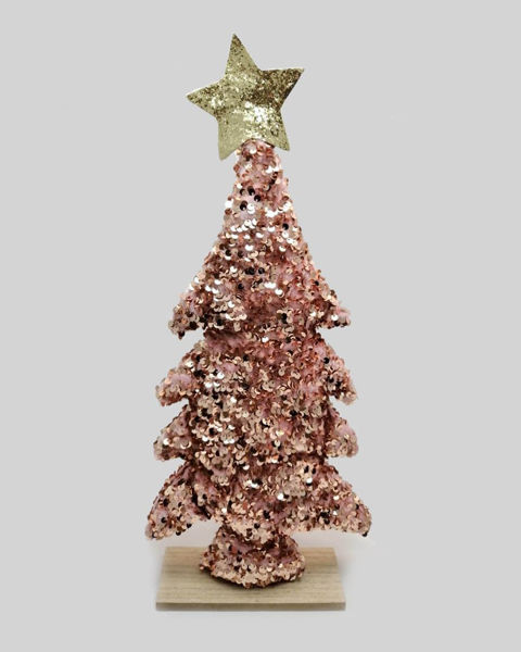 Εικόνα της Δέντρο χριστουγεννιάτικο με πούλιες ροζ 44εκ.