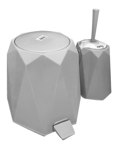 Picture of Waste bin & toilet brush plastic  set (grey)